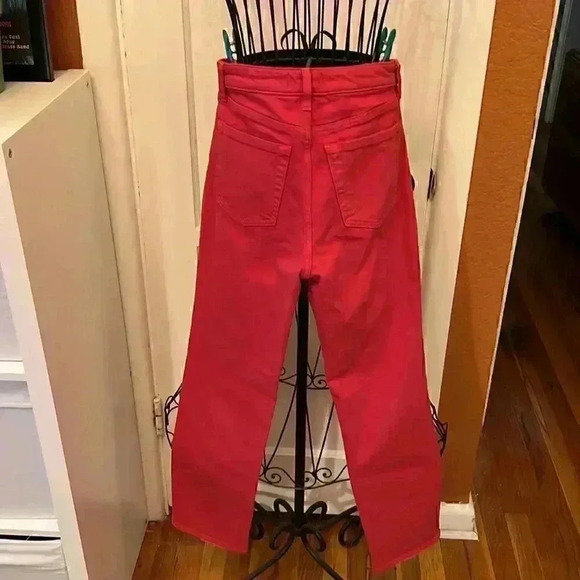 Abercrombie And Fitch Simone High Rise Ankle Straight Red Jeans-Sz 26 - Picture 3 of 5
